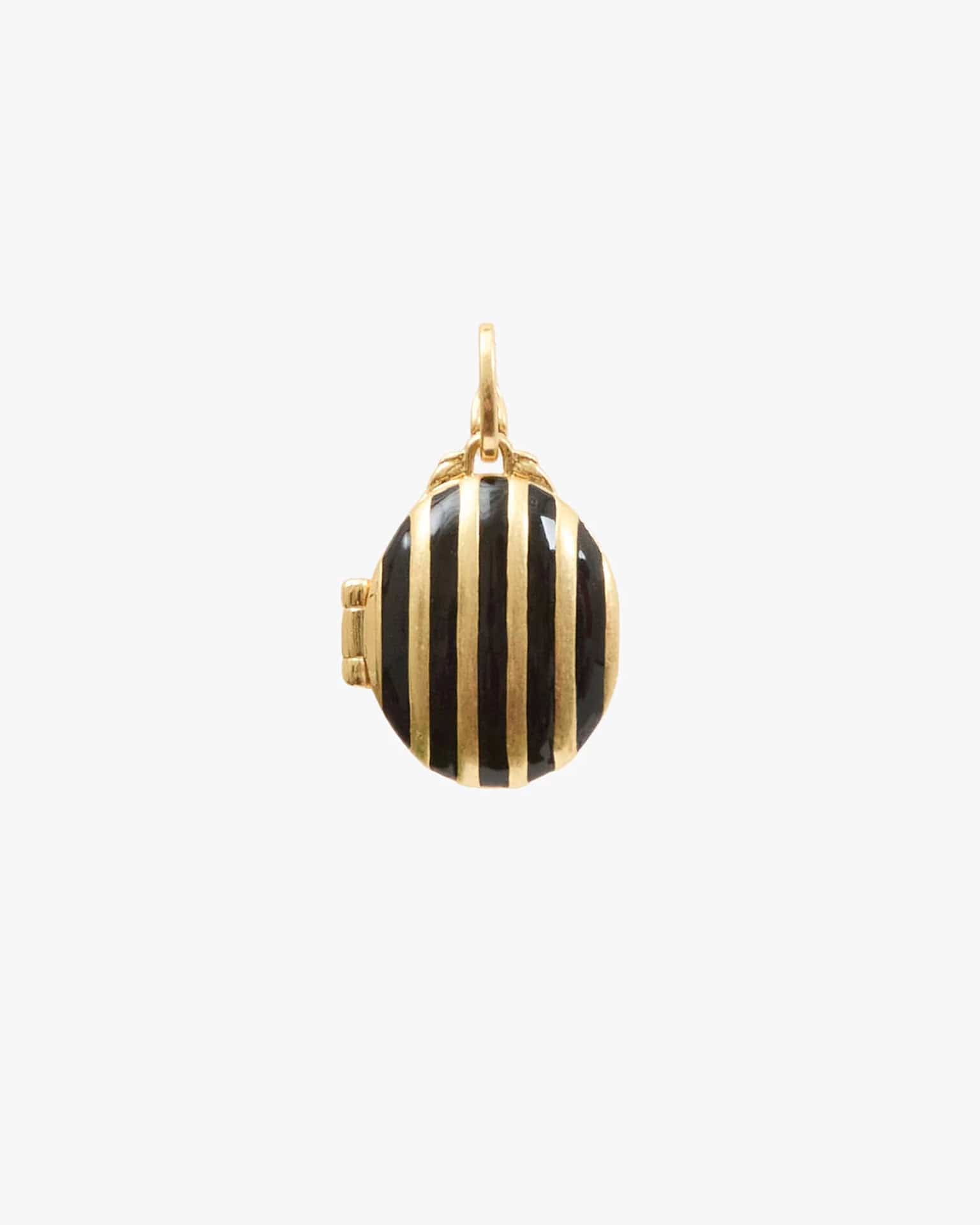 Stripe Locket in Vintage Gold/Black