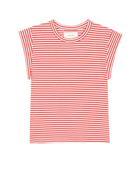 the Great The Peak Shoulder Tee in Sun Cherry Stripe
