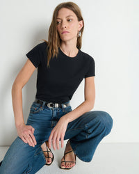 Tavi Crew Neck Tee in Jet Black - Bliss Boutiques