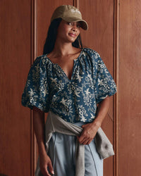 The Blythe Top in Indigo Bandana - Bliss Boutiques