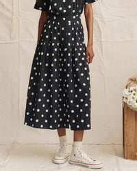 The Highland Skirt in Navy w/ Cream Polka Dots - Bliss Boutiques
