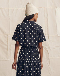 the Great Clothing The Messenger Top in Navy w/ Cream Polka Dots