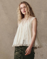 the Great Clothing The Keepsake Lace Shell Top in Cream