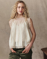 the Great Clothing The Keepsake Lace Shell Top in Cream