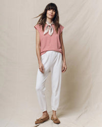 the Great The Peak Shoulder Tee in Sun Cherry Stripe