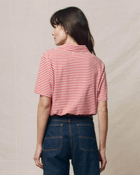the Great The Lacrosse Polo in Sun Cherry Stripe