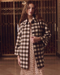 The Car Coat in Chocolate & Cream Check