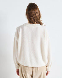Vito Crewneck Sweater w/ Cuff Slv in Blanc - Bliss Boutiques