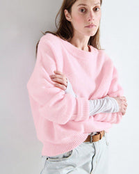 Vito Crewneck Sweater w/ Cuff Slv in Dragee Chine - Bliss Boutiques