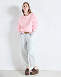 Vito Crewneck Sweater w/ Cuff Slv in Dragee Chine - Bliss Boutiques