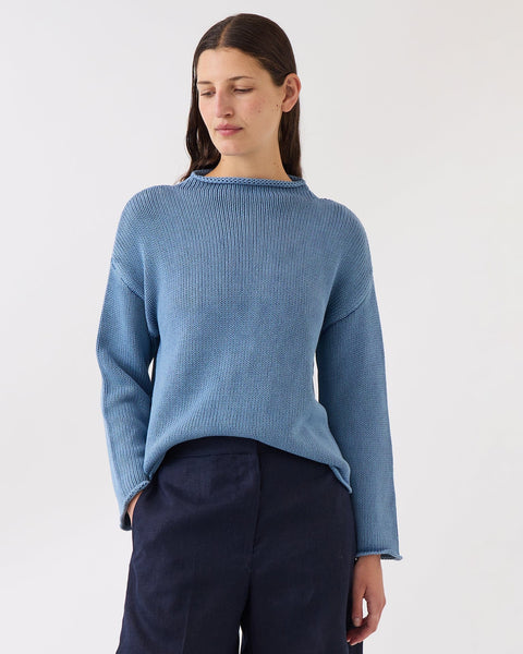 Demylee Lamis Washed Cotton Sweater in Denim - Bliss Boutiques