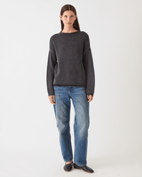 Lamis Washed Cotton Sweater in Black - Bliss Boutiques