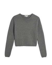 Melina Cotton Cashmere Sweater in Dark Heather Grey - Bliss Boutiques