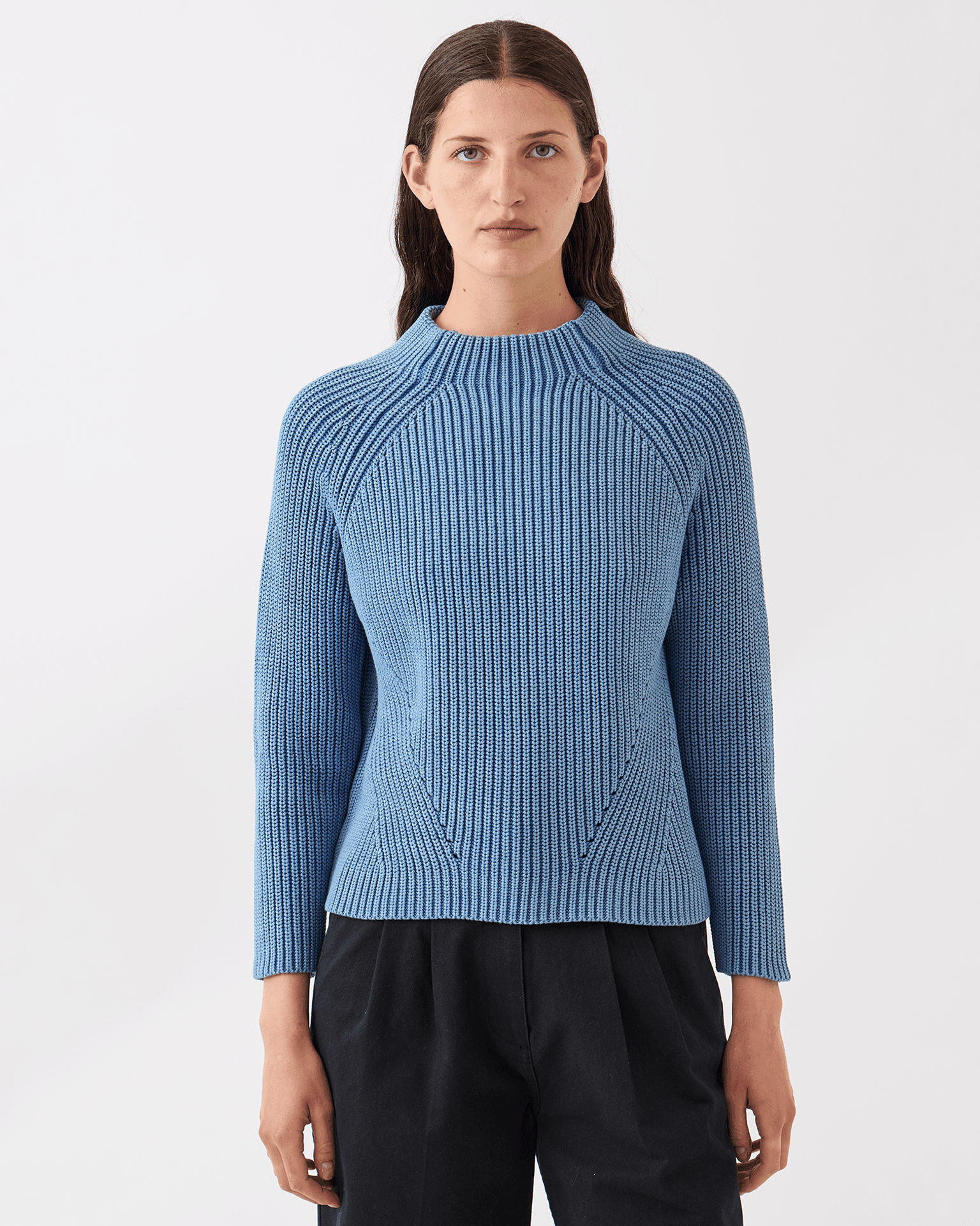 Daphne Washed Cotton Sweater in Denim