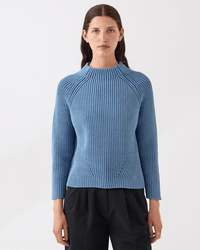 Daphne Washed Cotton Sweater in Denim - Bliss Boutiques
