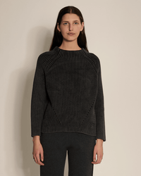 Daphne Washed Cotton Sweater in Black - Bliss Boutiques