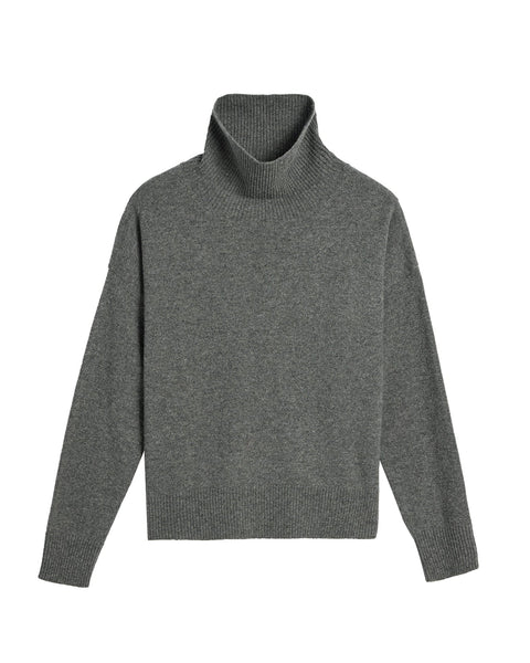 Demylee Gianna Cashmere Turtleneck in Dark Heather Grey - Bliss