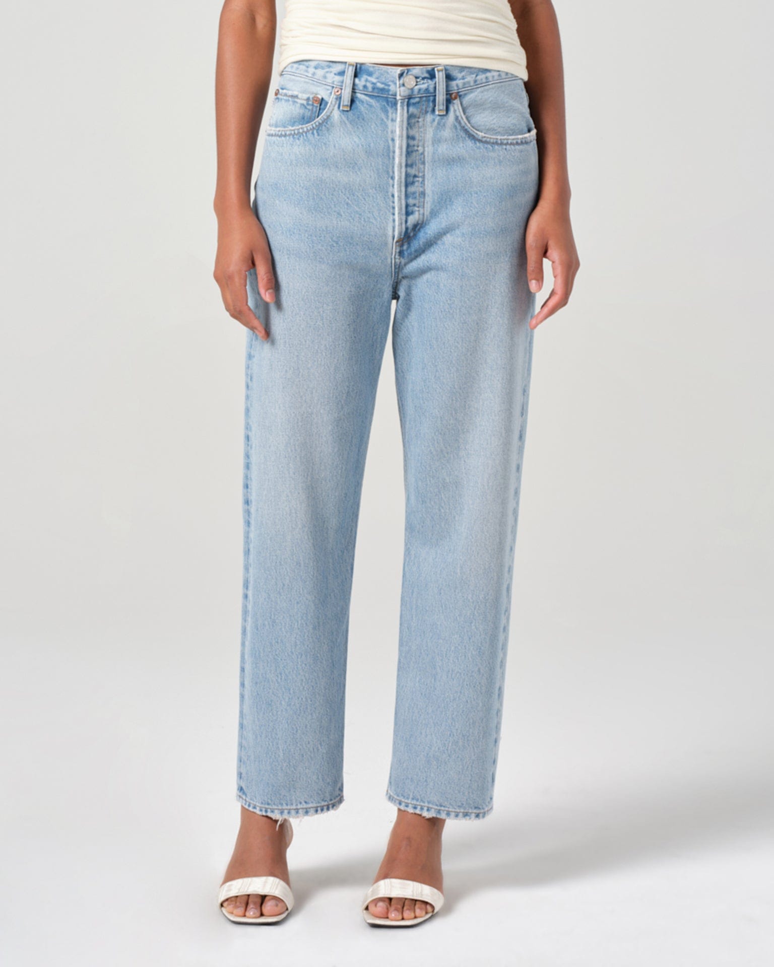 90s Crop Mid Rise Loose Straight in Force