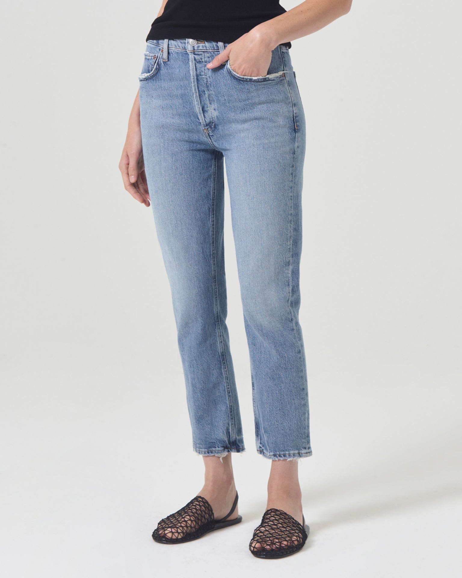 AGOLDE Riley Crop in Quiver