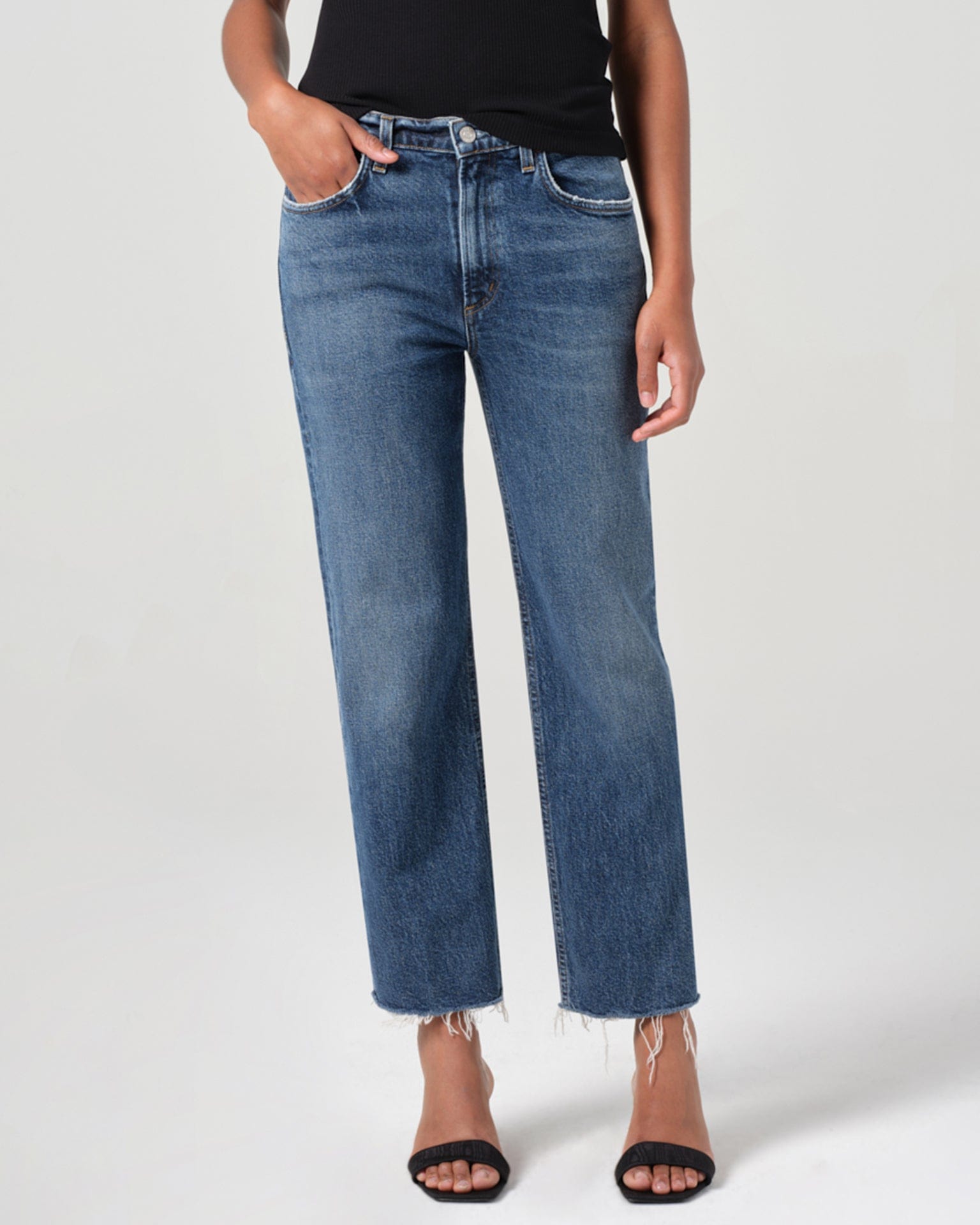 agolde cigarette jean Light Wash Pinch Waist Jeans leg fit with timeless precision AGOLDE Cigarette Mid-Rise Straight-Leg Jean