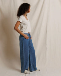 Alanis - Recycled Cotton V Neck in Whitecap Grey