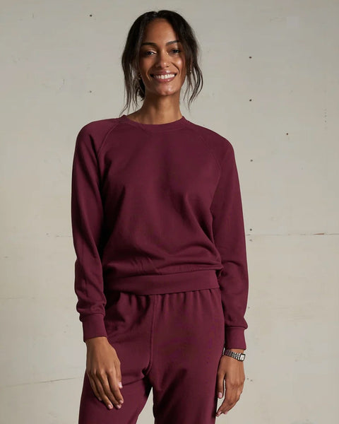 perfectwhitetee Alexi French Terry Sweatshirt in Dark Burgundy