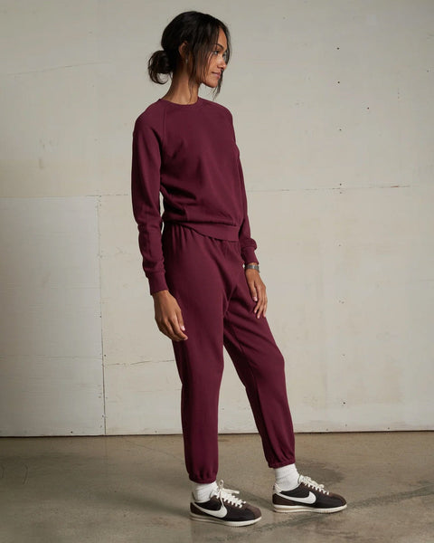 perfectwhitetee Alexi French Terry Sweatshirt in Dark Burgundy