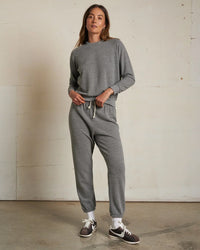 perfectwhitetee Clothing Johnny French Terry Easy Sweatpant in Dark Heather Grey