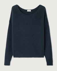 American Vintage Damsville Wide Scoop Sweater in Navy Blue Chine Noir