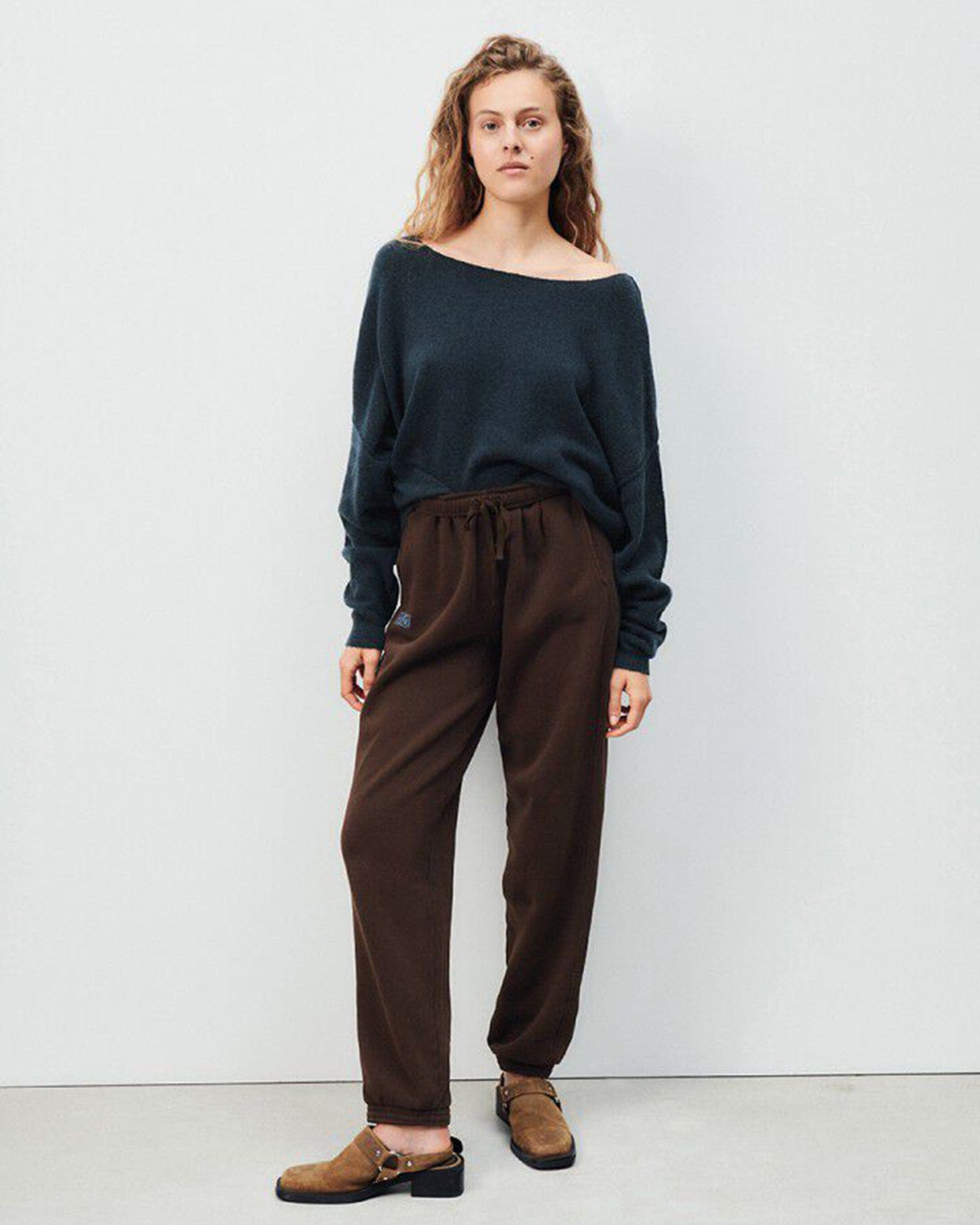 American Vintage Damsville Wide Scoop Sweater in Navy Blue Chine Noir