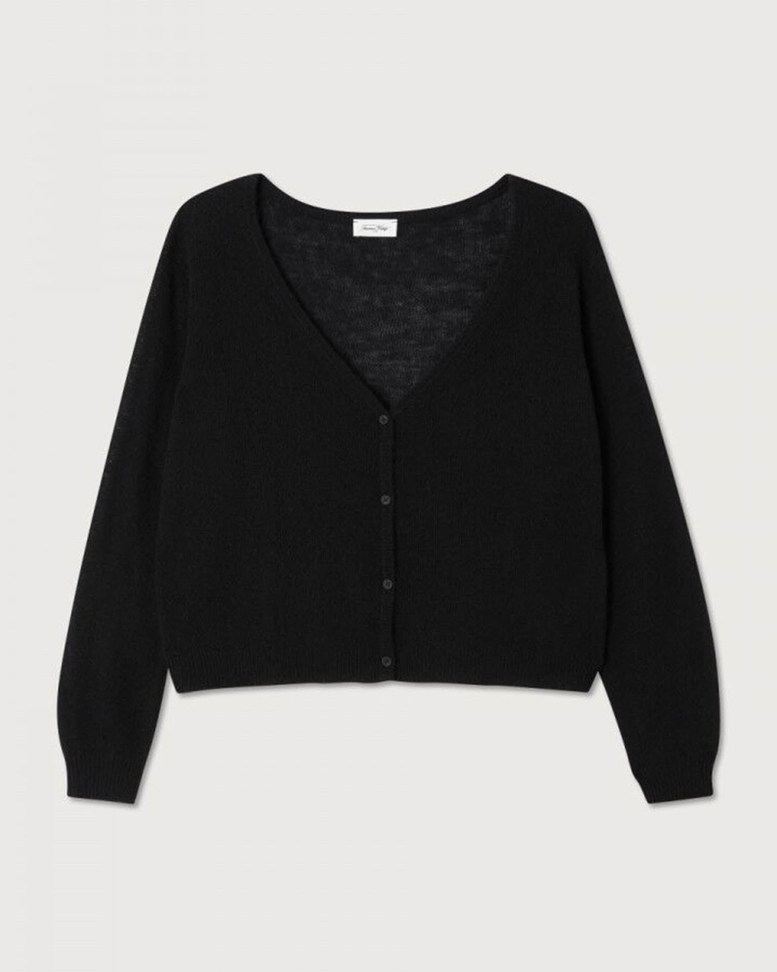 American Vintage Dumy Crop Cardigan in Noir