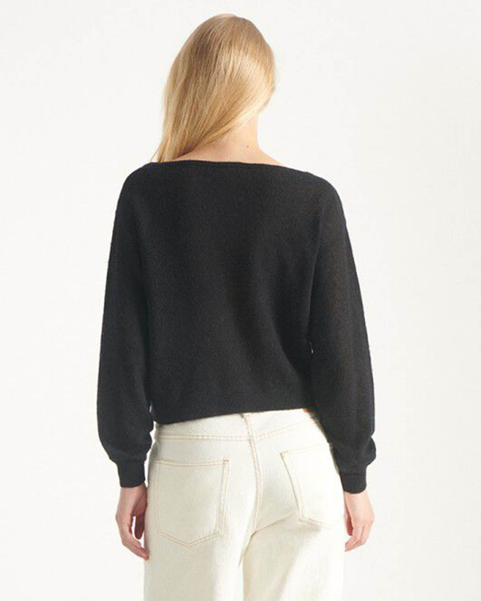 American Vintage Dumy Crop Cardigan in Noir