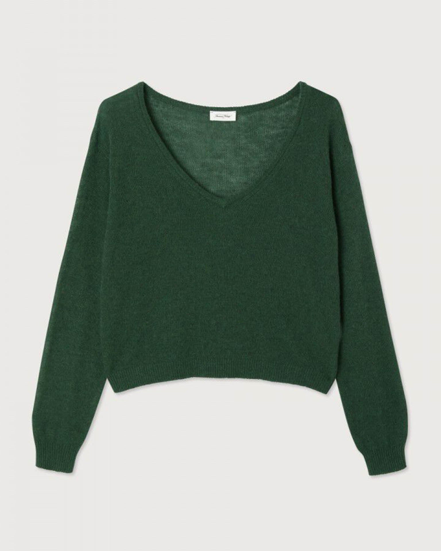 American Vintage Clothing Dumy V Neck Crop Sweater in Alligator