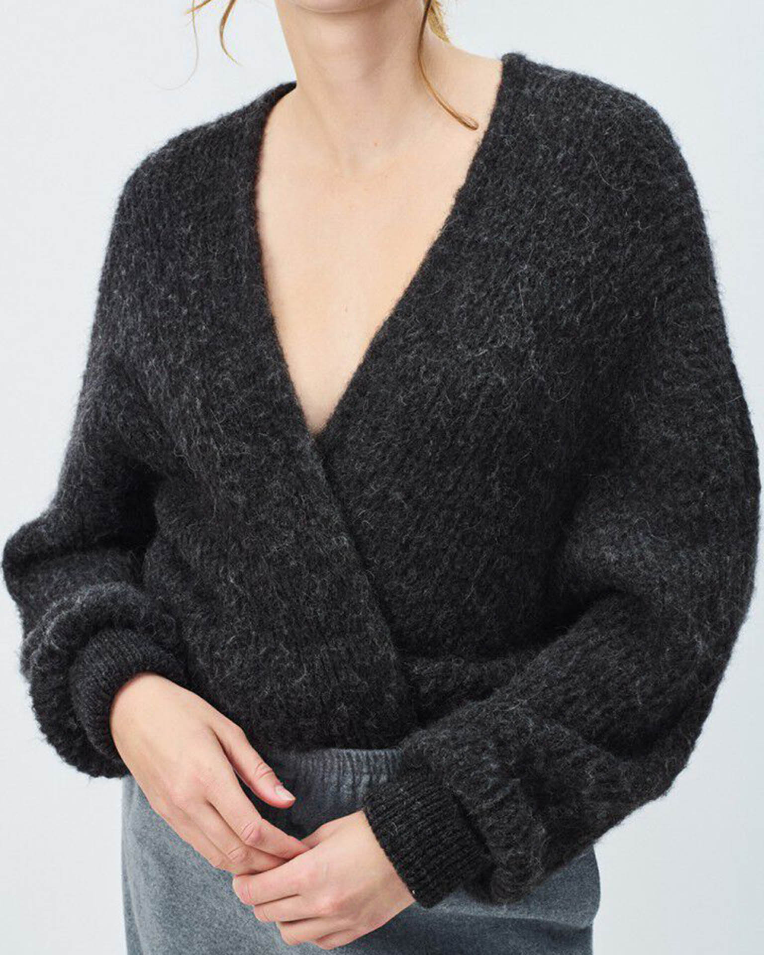American Vintage East Open Cardigan in Anthracite Chine