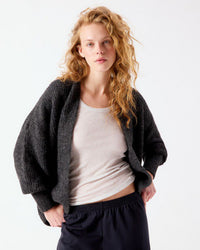 American Vintage East Open Cardigan in Anthracite Chine 3 - Bliss Boutiques