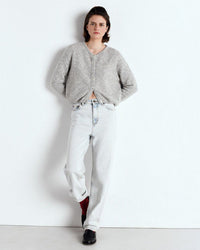 American Vintage Vito Button Cardi in Gris Clair 2 - Bliss Boutiques