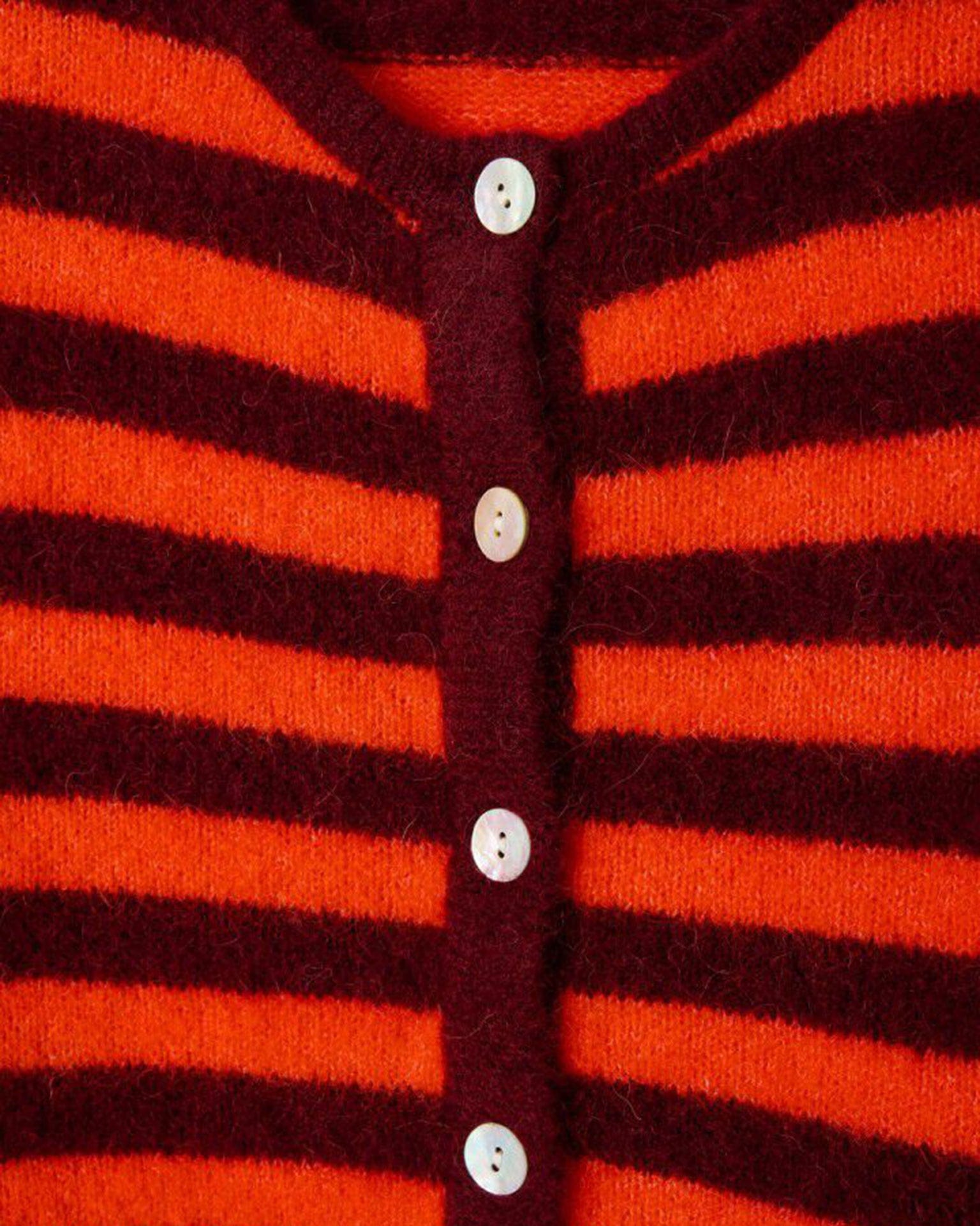 American Vintage Vito Cardigan in Grenat Raye/Gaspacho Chine