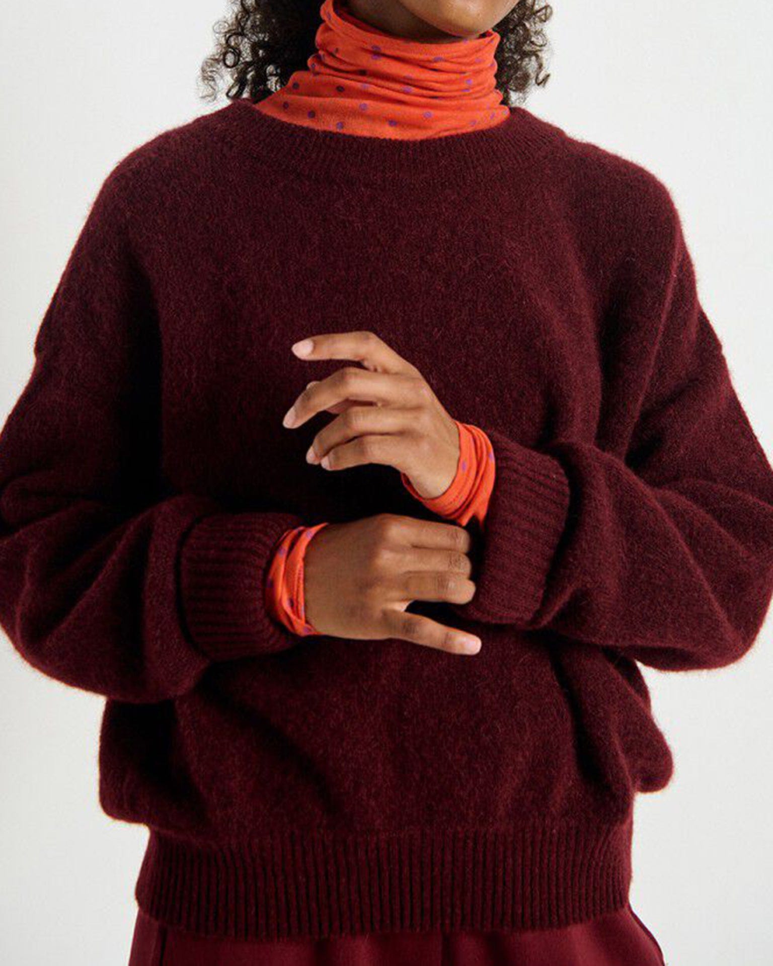 American Vintage Vito Crewneck Sweater in Grenat Chine