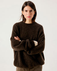 American Vintage Vito Onesize Crewneck Sweater in Cafe Chine 1 - Bliss Boutiques