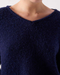 American Vintage Vito V Neck Sweater in Navy Chine 4 - Bliss Boutiques