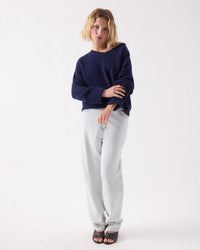 American Vintage Vito V Neck Sweater in Navy Chine 2 - Bliss Boutiques