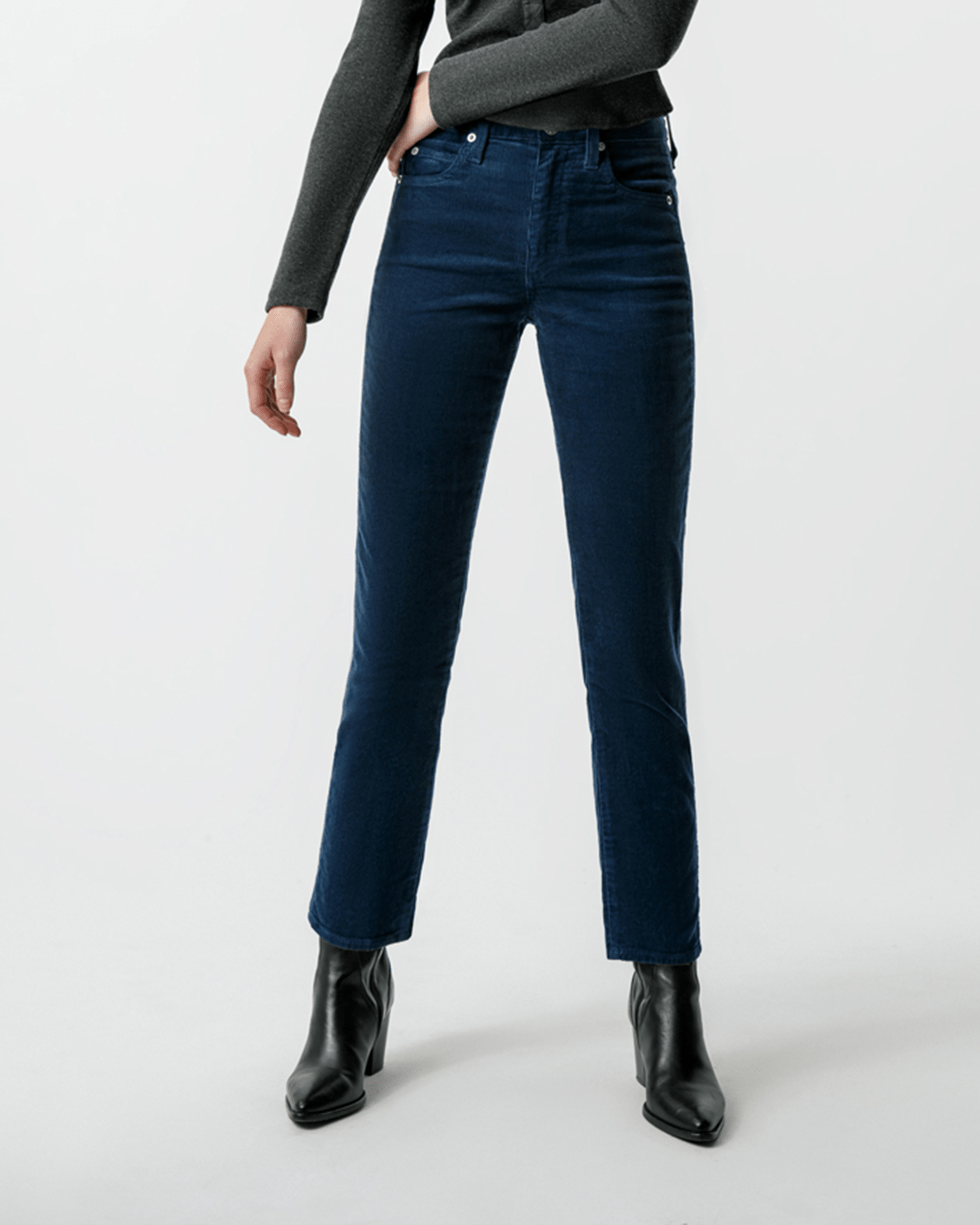 AMO Corduroy Chloe Crop in Neptune