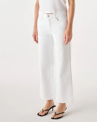 AMO Robbie Mid Rise Crop Flare in White 2 - Bliss Boutiques