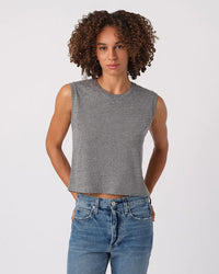 AMO Sleeveless Babe Tee in Heather Grey