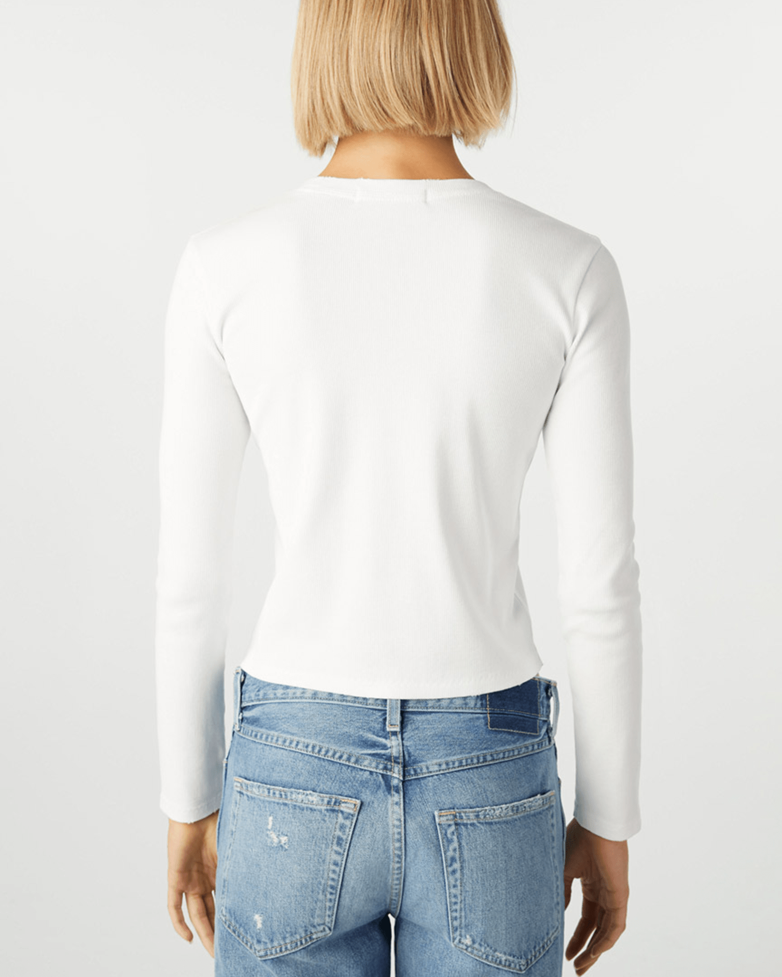 AMO Slim Rib Tee in White