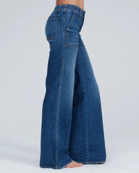 【HI FI FNK】Blues Linen Denim The Fangirl Button Skimp - Funk N' Flair | MOTHER DENIM