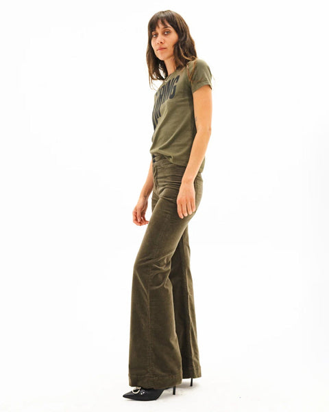 ASKK NY Brighton Corduroy Wide Leg in Safari Green - Bliss Boutiques