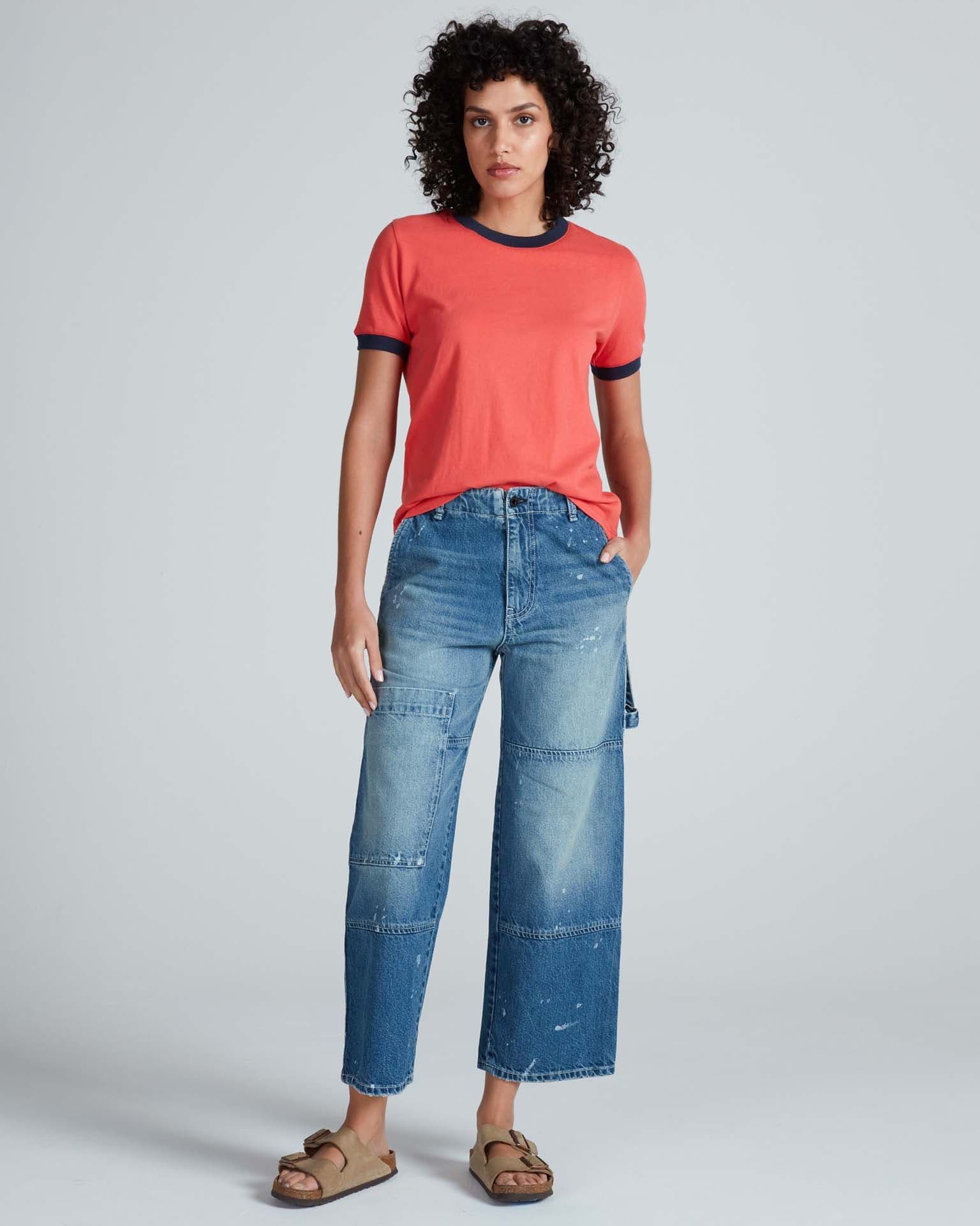 ASKK NY Classic Ringer Tee in Red/Navy