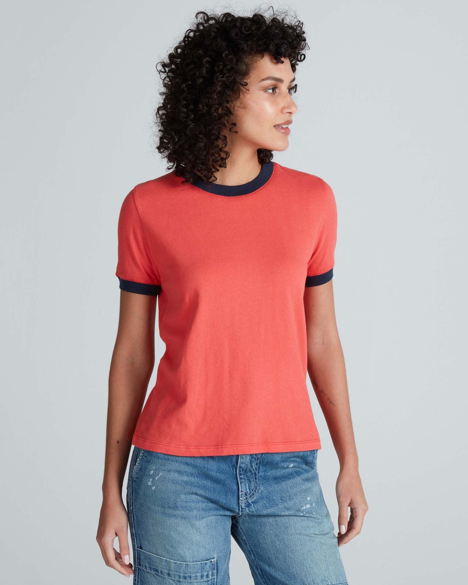 ASKK NY Classic Ringer Tee in Red/Navy
