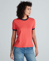 ASKK NY Classic Ringer Tee in Red/Navy